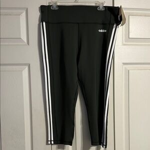 ADIDAS Dark Olive Green White NWT Climalite Stretch Compression Leggings Workout